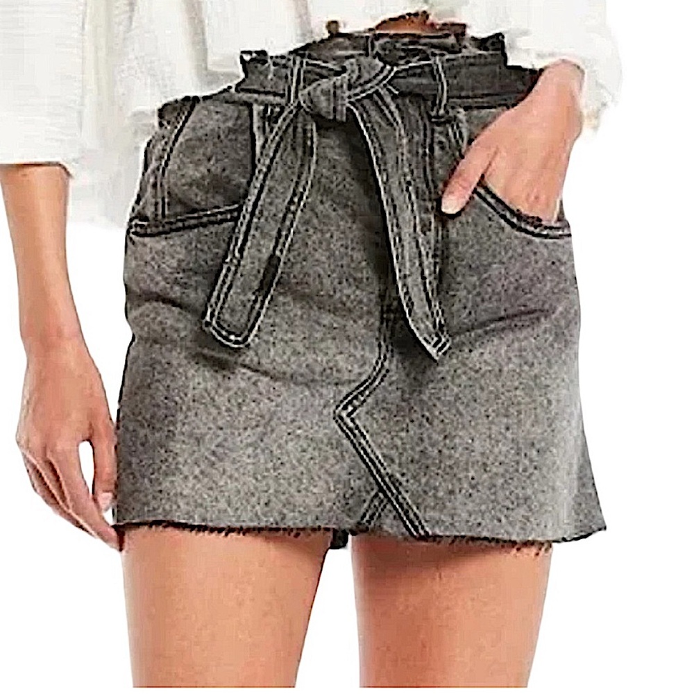 WE THE FREE x FREE PEOPLE: NWT East Of Eden Paperbag Mini Denim Skirt -Size 8